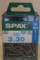 Preview: Spax Edelstahlschraube Senkkopf, Vollgewinde, T-Star plus 3 x 30 mm (100 Stck.)