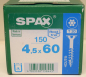 Preview: Spax Stainless steel T-Star plus 4,5 x 60 mm (150 pieces)