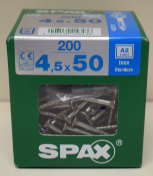 Spax Edelstahlschraube Senkkopf, Teilgewinde, T-Star plus 4,5 x 50 mm (200 Stck.)