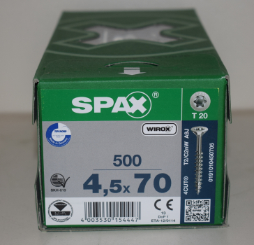 Spax Universalschraube Senkkopf, WIROX, T-Star Plus 4,5 x 70 mm (500 Stck)