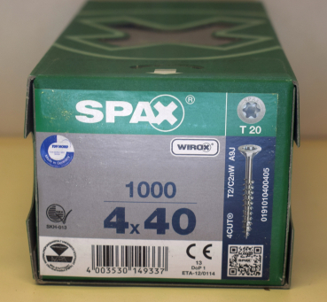 Spax Universalschraube Senkkopf, WIROX, T-Star Plus 4 x 40 mm (1000 Stck)
