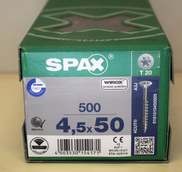 Spax Universalschraube Senkkopf, WIROX, T-Star Plus 4,5 x 50 mm (500 Stck)