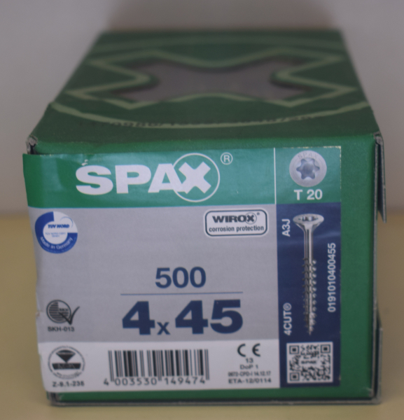 Spax Universalschraube Senkkopf, WIROX, T-Star Plus 4 x 45 mm (500 Stck)