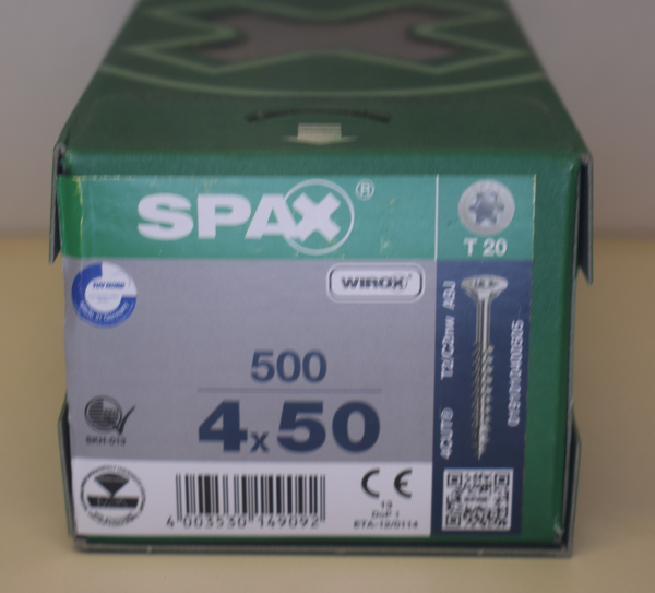 Spax Universalscrew, WIROX,  Torx T-Star Plus 4 x 50 mm (500 pieces)