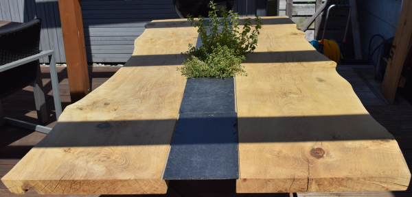 Tisch Eiche Schiefer Outdoor mit Pflanzkasten