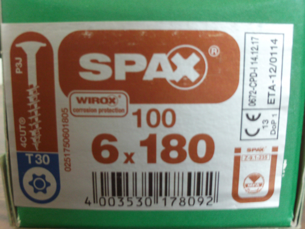 SPAX HI.FORCE 6x180 (100 Stk)